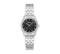 DKNY Montre à quartz avec logo 5 ATM, argent/noir, celui qui est, Bracelet