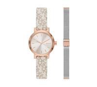 DKNY Montre pour femmes Soho, mouvement à trois aiguilles, boîtier en acier inoxydable or rose de 28 mm avec bracelet en acier inoxydable, NY6605SET