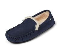 DKNY Pantoufles mocassins pour homme | Chaussons chauds doublés en fausse fourrure | Dessus en microfibre douce et semelle de marque | Pantoufles confortables pour un usage quotidien | Disponible en
