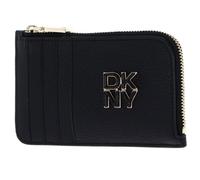 DKNY Porte-cartes noir en cuir pour femme - Milan Tie Zip Card Holder Blk / Black 284470