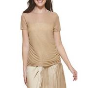 DKNY Printed Mesh S/s Top Metlc Gold Taille: M | Chemisiers Outlet | Femme | Jaune