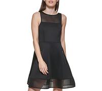 DKNY Robe à col haut en maille pour femme, noir, Taille XL