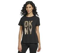 DKNY S/S Stack Logo Tee T-Shirt, Noir, XS Femme