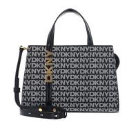 DKNY Avril Small Satchel Crossbody pour femme 100% PVC avec bordure en polyuréthane, logo noir et noir, Logo noir et noir