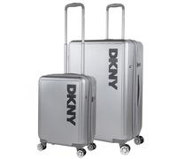 DKNY - Set Valise Rigide, Lot de Valises Soute Avion 4 roulettes - Sets de Bagages, Valise à Roulette en Soldes pour Voyages. Lot Valise: Ensemble pour Voyages élégants, Argenté
