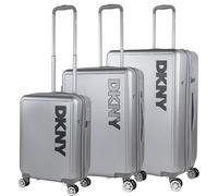 DKNY - Set Valise Rigide, Lot de Valises Soute Avion 4 roulettes - Sets de Bagages, Valise à Roulette en Soldes pour Voyages. Lot Valise: Ensemble pour Voyages élégants, Argenté