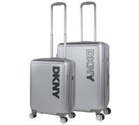 DKNY - Set Valise Rigide, Lot de Valises Soute Avion 4 roulettes - Sets de Bagages, Valise à Roulette en Soldes pour Voyages. Lot Valise: Ensemble pour Voyages élégants, Argenté