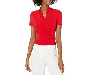 DKNY Short Sleeve Cross Front Suit Blouse Chemise Femme