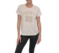 Dkny T-shirt à Manches Courtes Arched 89 Distressed Rhinestone Logo