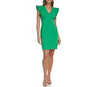 DKNY V-Neck Ruffle Sleeve Dress Robe Femme