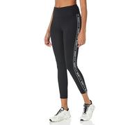 DKNY Women's Logo Tape High Waisted 7/8 Compression Legging, Black/Black