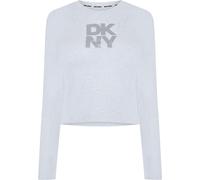 Dkny Women's Long-Sleeve Logo T-Shirt Heather/Silver 10 (S) Female