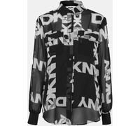 Dkny Women's Long-Sleeve Patterned Shirt Noir/Ivoire 8 (XS) Female