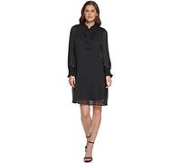 DKNY Womens Long Sleeve Tie Neck Pleated Dress