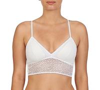 DKNY Womens Modern Lace Longline Bralette Bra Soutien-Gorge, Transparent, Popeline Blanche, M Femme