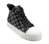 DKNY Yaser Logo-Lace Up Mid Baskets pour Femme Noir et Nickel Taille 40 EU