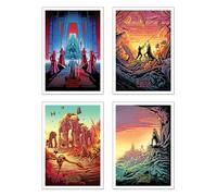 DKORARTE Lot de 4 tableaux en bois Star Wars Star Wars avec crochets métalliques (38 x 29 cm chacun)