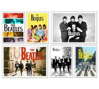 DKORARTE Lot de 6 tableaux avec base en bois pour décoration de salon moderne, chambre à coucher, chambre Les Beatles avec crochets métalliques (2 x 38 x 29 cm ; 4 x 29 x 20 cm)