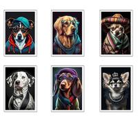 DKORARTE Lot de 6 tableaux avec base en bois pour décoration de salon modernes, chambres à coucher, chambre à coucher, nature et animaux avec crochets métalliques (29 x 20 cm chaque tableau)