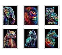 DKORARTE Lot de 6 tableaux avec base en bois pour décoration de salon modernes, chambres à coucher, chambre à coucher, nature et animaux avec crochets métalliques (29 x 20 cm chaque tableau)