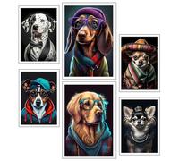 DKORARTE Lot de 6 tableaux en bois pour décoration de salon modernes, chambres à coucher, chambre à coucher, nature et animaux avec crochets métalliques (2 x 38 x 29 cm ; 4 x 29 x 20 cm)