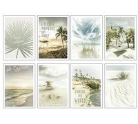 DKORARTE Lot de 8 feuilles décoratives murales A3 pour décoration de salon modernes, chambres à coucher, chambre sans cadre, paysage, plage, nature (41 x 29,7 cm)