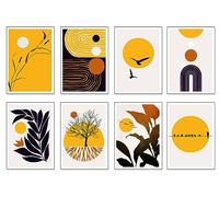 DKORARTE Lot de 8 tableaux avec base en bois, décoration moderne, chambre à coucher, décoration abstraite, florale avec crochets métalliques (29 x 20 cm chaque tableau)