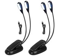 DkOvn Lot de 2 lampes rechargeables pour pupitre avec USB, 8 lampes LED pour lire, jouer des instruments de musique