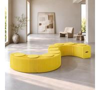 DKPLOE Banc Pliable Extensible En Papier Kraft, Structure En Nid D'Abeille | Coussins Inclus, Lignes Droites Courbes Ou En S Sans Montage Poignées Aux Extrémités Pour Salon Entrée Et Réception