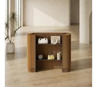 DKPLOE Comptoir d'accueil Moderne Et Pliable avec 2 éTagèRes IdéAl pour Les Petits Espaces Les Bureaux Les Salons de Beauté Et Les Salons de Coiffure(Marron)