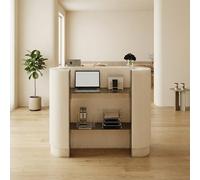 DKPLOE Comptoir d'accueil Moderne Et Pliable avec 2 éTagèRes IdéAl pour Les Petits Espaces Les Bureaux Les Salons de Beauté Et Les Salons de Coiffure(Blanc)