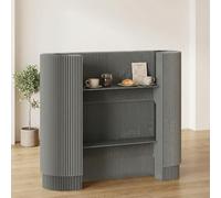 DKPLOE Comptoir d'accueil Moderne Et Pliable avec 2 éTagèRes IdéAl pour Les Petits Espaces Les Bureaux Les Salons de Beauté Et Les Salons de Coiffure(Gray)