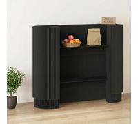 DKPLOE Comptoir d'accueil Moderne Et Pliable avec 2 éTagèRes IdéAl pour Les Petits Espaces Les Bureaux Les Salons de Beauté Et Les Salons de Coiffure(Noir)