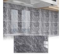 DKPLOE Dalle PVC Adhesive Murale 30x60cm éPais Carrelage Adhesif Mural Cuisine Dos Autocollant Forte AdhéRence Application Facile ImperméAble Et RéSistant à La Chaleur(Gray-B,120sheets)