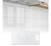 DKPLOE Dalle PVC Adhesive Murale 30x60cm éPais Carrelage Adhesif Mural Cuisine Dos Autocollant Forte AdhéRence Application Facile ImperméAble Et RéSistant à La Chaleur(White-B,120sheets)