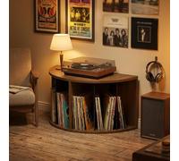 DKPLOE Grand Support de Tourne-Disque avec Rangement Peut Contenir Jusqu'à 55 Albums Le Plateau SupéRieur Peut Accueillir Une Platine Vinyle Possibilité de Ranger Livres Et Disques(Marron)