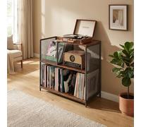 DKPLOE Meuble de Rangement pour Platine Vinyle à 3 Niveaux avec Compartiments de Rangement pour Disques Vinyle Jusqu'à 200 Albums IdéAl pour Les Salles de Musique