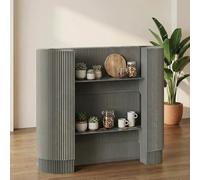 DKPLOE Petit Bureau d'accueil de 125cm Comptoir Pliable avec 2 éTagèRes IdéAl pour Les Salons de Beauté Halls d'entreprise Et Bars(Gray)