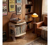 DKPLOE Support à Vinyle en Bois Capacité 40 Disques Vinyle Support de Tourne-Disque avec Rangement en Vinyle IdéAle pour Le Salon La Chambre Le Bureau Ou Un Café(Wood Color)