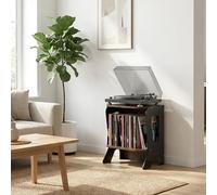 DKPLOE Support à Vinyle en Bois Capacité 40 Disques Vinyle Support de Tourne-Disque avec Rangement en Vinyle IdéAle pour Le Salon La Chambre Le Bureau Ou Un Café(Marron)