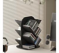 DKPLOE Support à Vinyle en Bois Peut Contenir Jusqu'à 250 Albums Rotation à 360° PréSentoir à Disques en Bois Mid-Century Convient Aux Chambres Salons CaféS Et Bureaux(Noir)