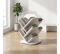 DKPLOE Support à Vinyle en Bois Peut Contenir Jusqu'à 250 Albums Rotation à 360° PréSentoir à Disques en Bois Mid-Century Convient Aux Chambres Salons CaféS Et Bureaux(Blanc)