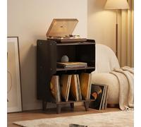 DKPLOE Support de Tourne-Disque avec Rangement en Vinyle Conception avec Passe-CâBles à L'ArrièRe Support Platine Vinyle pour Jusqu’à 44 Albums IdéAl pour Ranger Documents Et Livres(Marron)