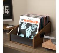 DKPLOE Support Tourne Disque Vinyle en Bois Meuble pour Platine Vinyle Support Platine Vinyle pour Jusqu’à 25 Albums IdéAl pour Le Salon Et La Salle de Musique(Marron,37.5X20X18.5CM)