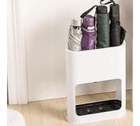 DKSooozs 1 étagère de rangement pour parapluies - Blanc - ABS + plaque en fer - Fixation murale - Seau à parapluie