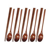 DKSooozs Ensemble de cuillères et baguettes en bois de teck, anti-adhésives, cuillères à soupe, cuillères à café pour ustensiles de cuisine