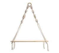 DKSooozs Étagère murale en macramé - Étagères murales en bois bohème avec perles en bois, étagère flottante rustique à suspendre pour plantes