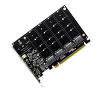 DKSooozs Lecteur de disque dur 4 ports M.2 NVMe SSD vers PCIE X16M Key Hard Drive Converter Reader Expansion Card 4 x 32 Gbps Vitesse de transfert