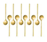 DKSooozs Lot de 10 cuillères à café en acier inoxydable pour café, sucre, dessert, gâteau, crème glacée, soupe, antipasto (doré)