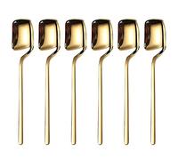 DKSooozs Lot de 6 petites cuillères à café en acier inoxydable de 14 cm (doré)